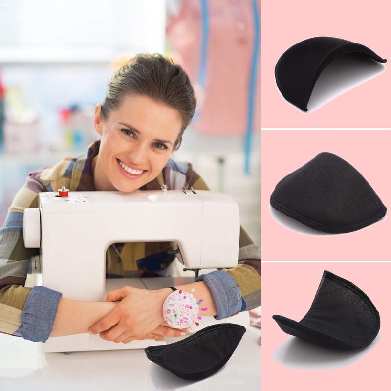 BeeSpring 4 PCS Covered Set-in Shoulder Pads Sewing Foam Polyester Pads (4 Black) - Image 4